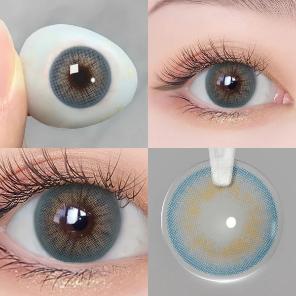 Natural Oceanic Colored Contact Lenses: Amber Gray, Lime Green, Ocean Blue & Gray - Image 4