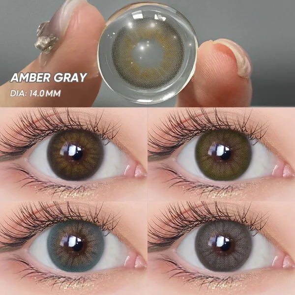 Natural Oceanic Colored Contact Lenses: Amber Gray, Lime Green, Ocean Blue & Gray