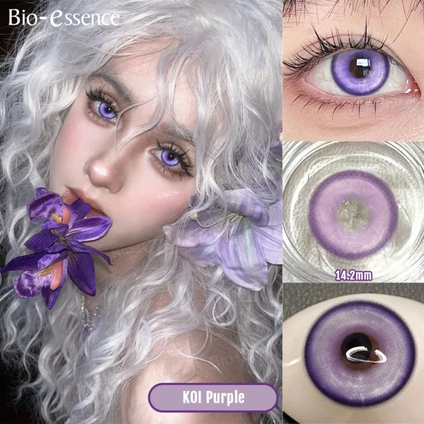 Cute Anime Contact Lenses for Halloween & Cosplay: Pink, Green, Blue, Purple & Gray Shades - Image 3